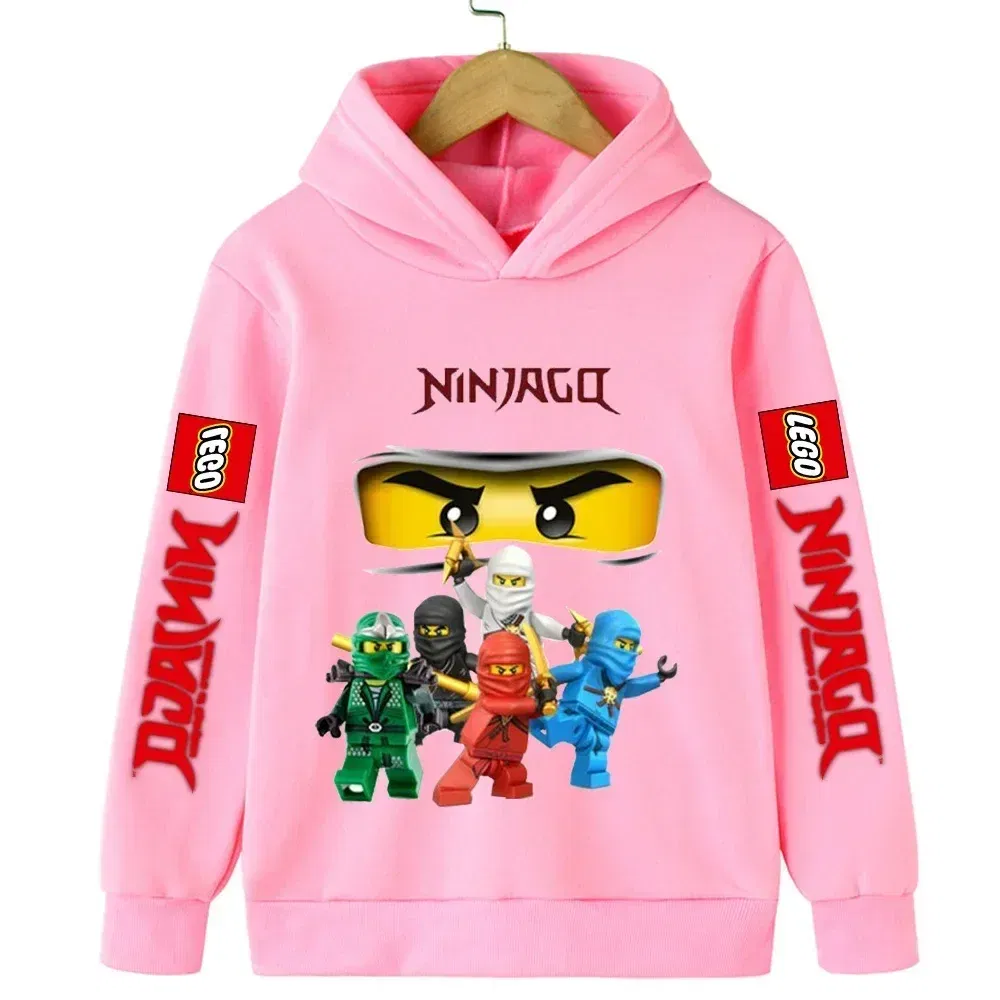 Color: black, Kid Size: 3M - Lego Phantom Ninja Cartoon Children's Hooded Hoodies Casual Sports Sweatshirt 3-13 Year Old Boy Kid Baby Girls Clothes Pullover
