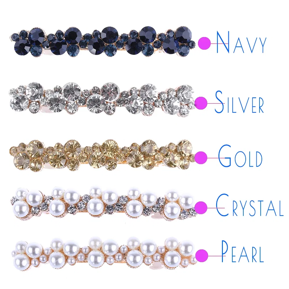 Color: WHITE - Hot Sale 5 Colors Korean Crystal Pearl Elegant Women Barrettes Hair Clip Hairgrips Hairpin Girls Hair Accessories Dropshipping