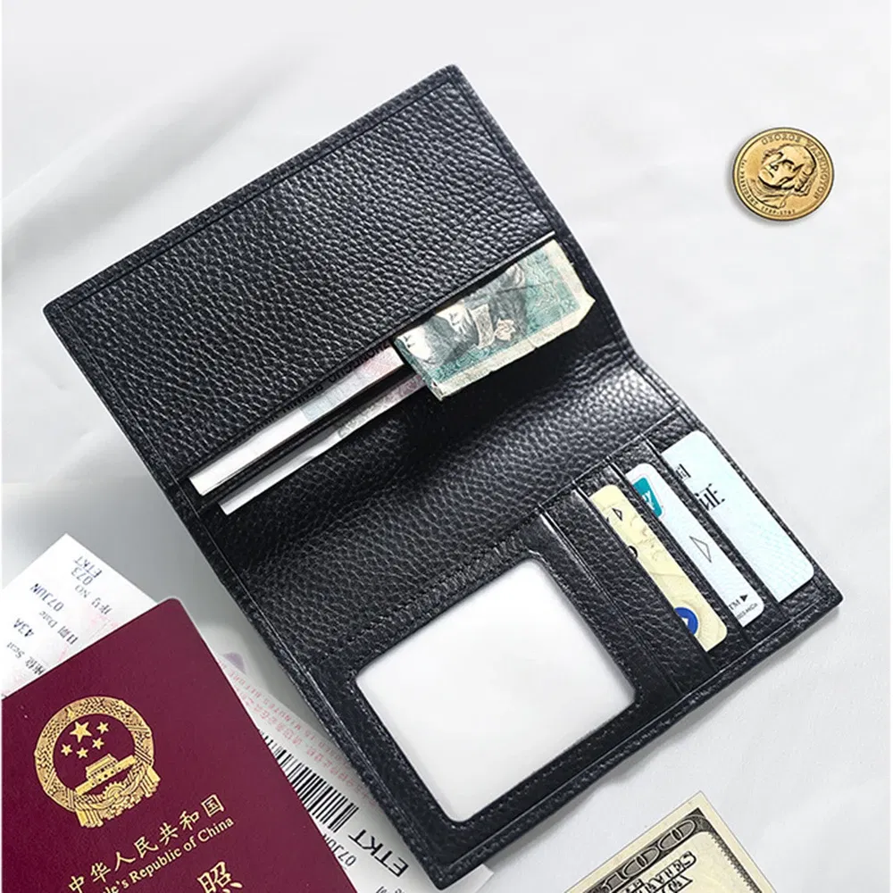 Color: Yellow - 100% Cowhide Passport Holder Factory Genuine Leather Engrave Letters Men Women Passport Cover Customized Name Travel Card Wallet