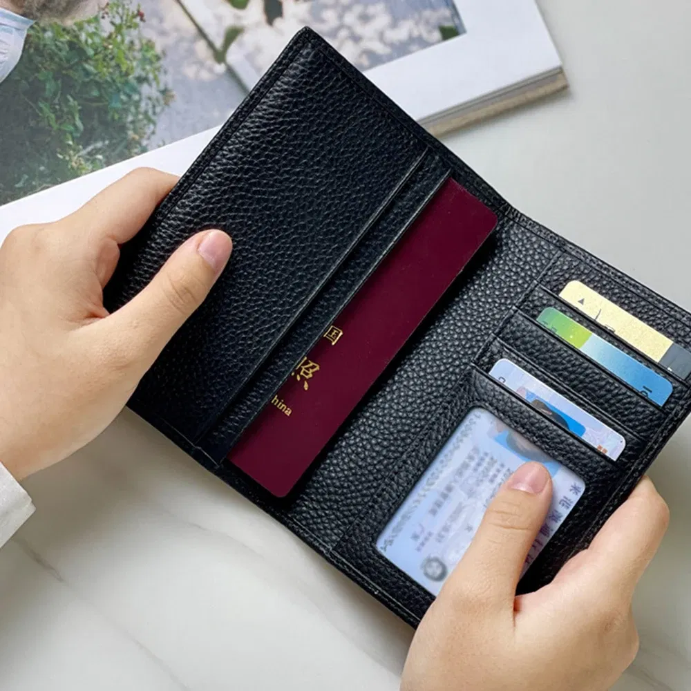 Color: Yellow - 100% Cowhide Passport Holder Factory Genuine Leather Engrave Letters Men Women Passport Cover Customized Name Travel Card Wallet