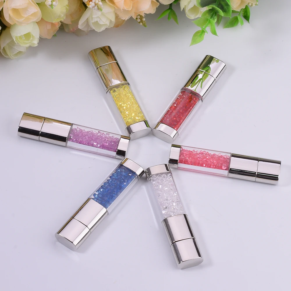 Capacity: 64GB, Color: Blue - JASTER Crystal Meatal USB Flash Drive 64GB Creative Gifts Pen Drive 32GB Real Capacity Memory Stick 16GB Red Pink Blue Pendrive