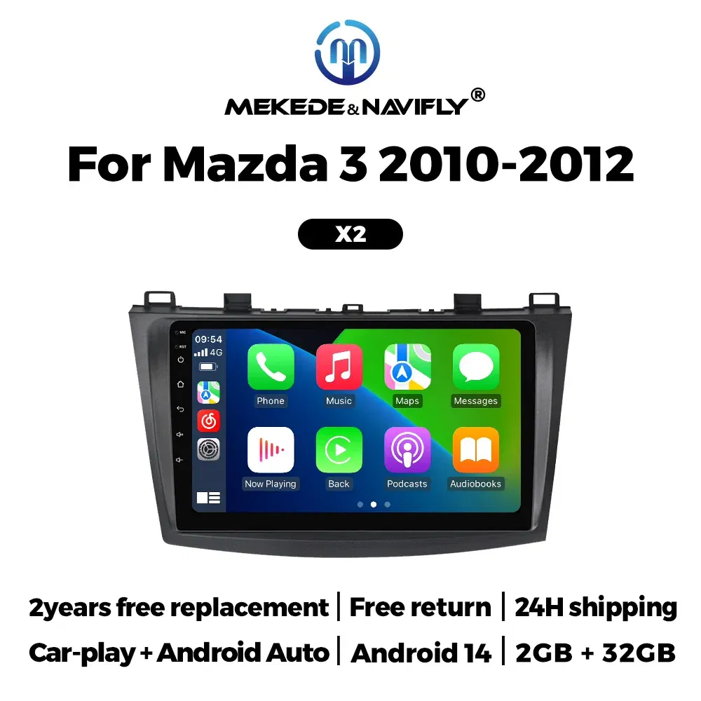 Color: Brown - Autoradio For Mazda 3 II For Mazda3 BL 2010-2012 Android 14 Car Radio Multimedia Player Head Unit Wireless Carplay Android Auto