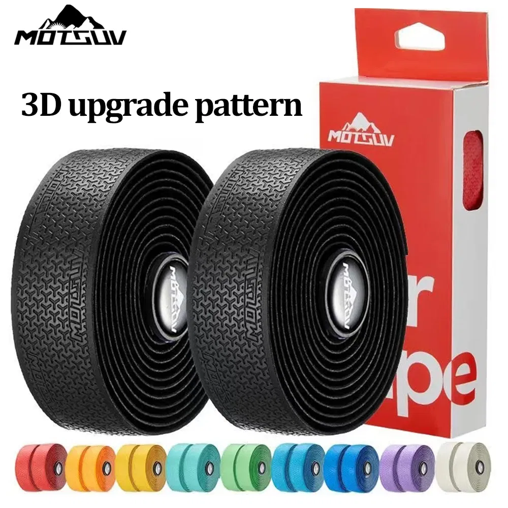 Color: Red - 1Pair Road Bike Handlebar Tape Anti Slip Silica Gel Handlebar Tape Shock Absorption Cycling Bar Tape Bicycle Accessories