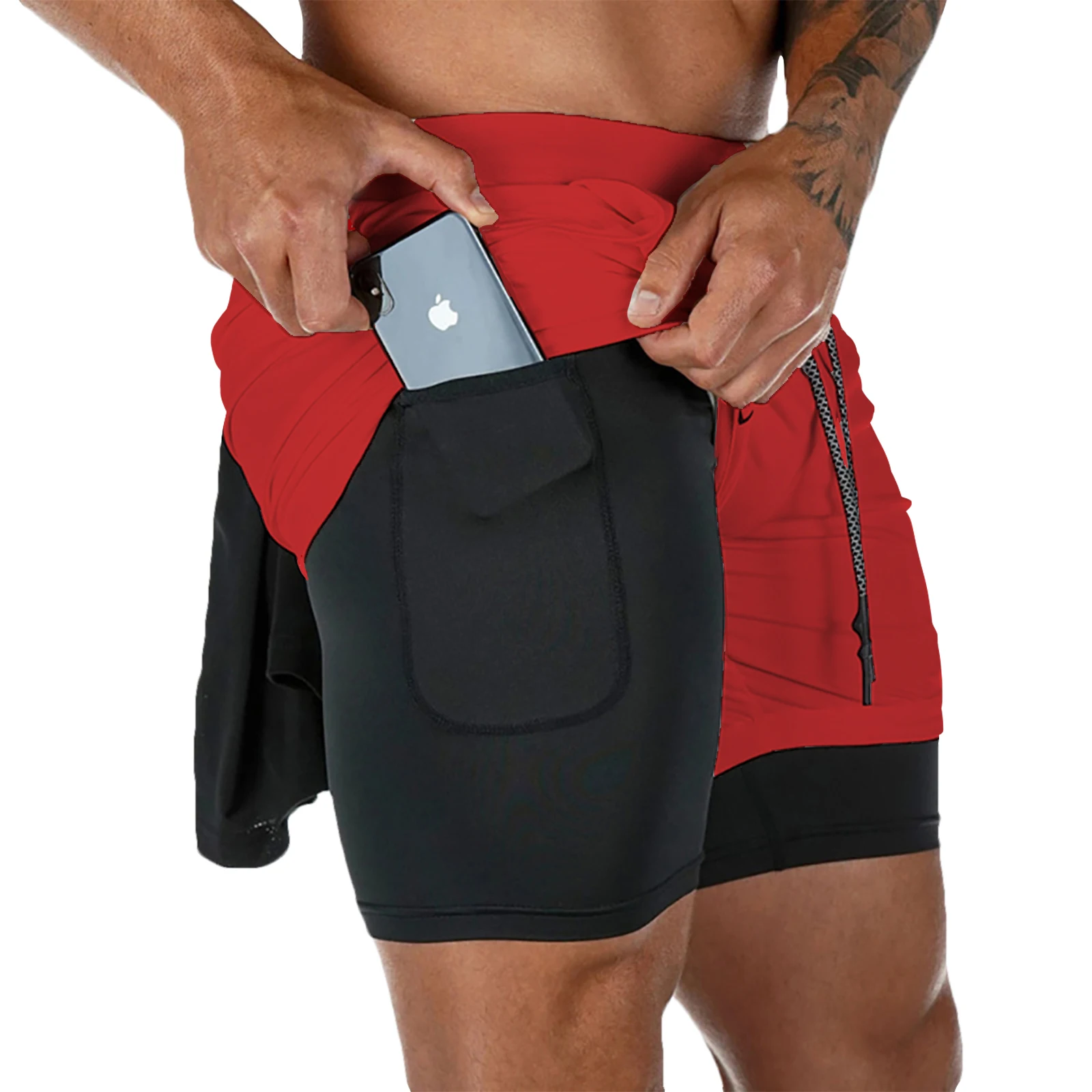 Color: Blue, Size: XL - Men's Double Layer Fitness Shorts Drawstring Mesh Lining Elastic Waist Breathable Quick Dry to Beach Pool Summer Male