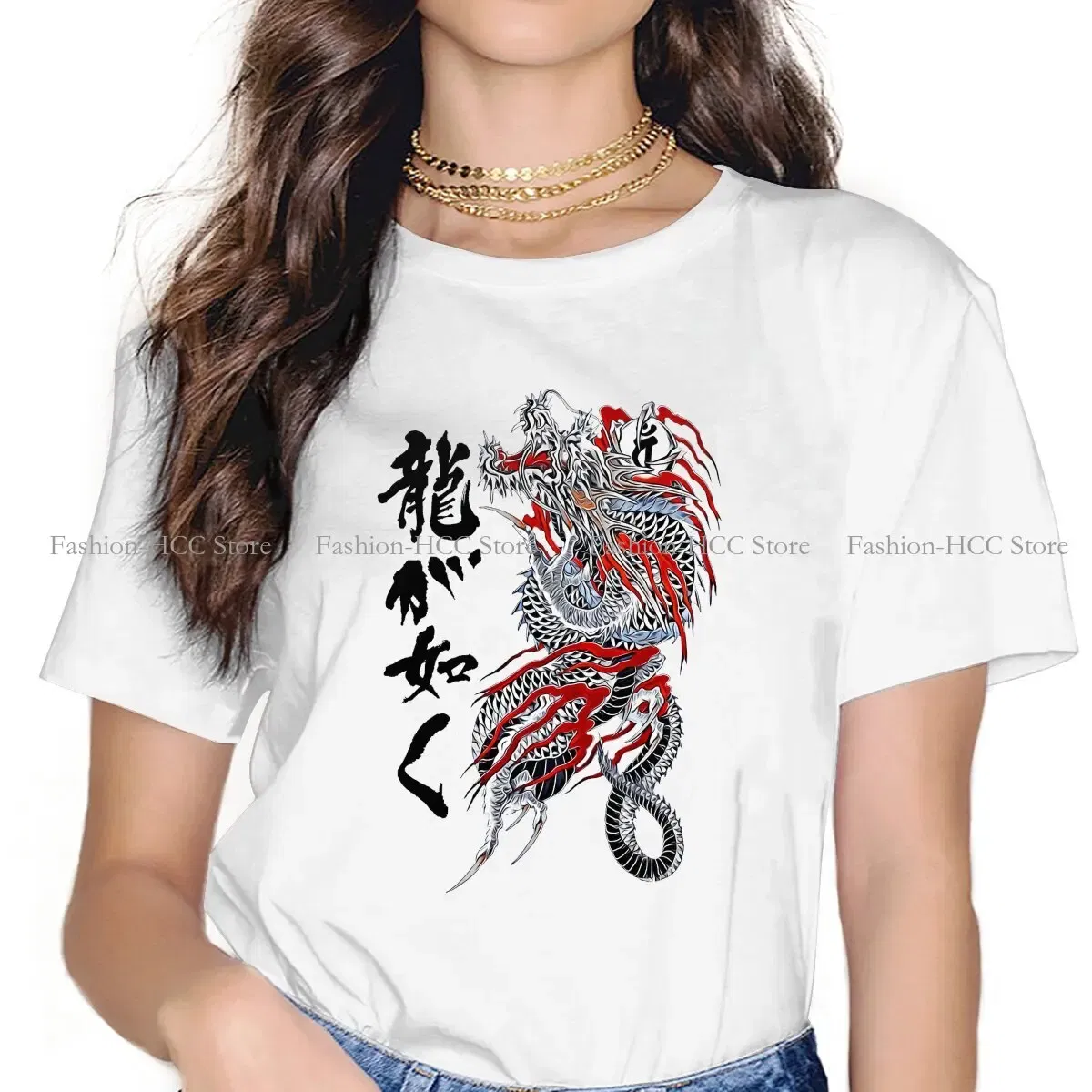 Color: black, Size: L - Ryu Ga Gotoku Classic Style Polyester TShirt Yakuza Kiwami Dragon Top Quality Creative Graphic T Shirt Short Sleeve