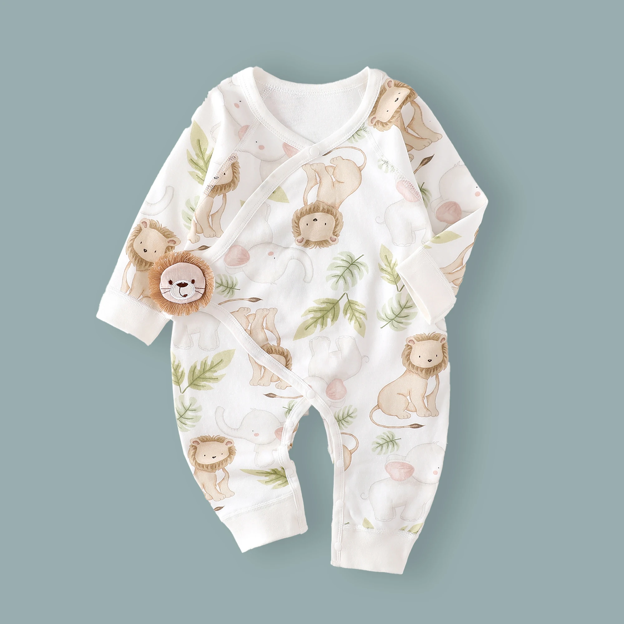 Color: tan, Kid Size: 3M - AYNIGIELL Spring Autumn Clothing New 0-6M Cotton Newborn Baby Girl Boy Romper Print Infant Jumpsuit Baby's Inner Clothing