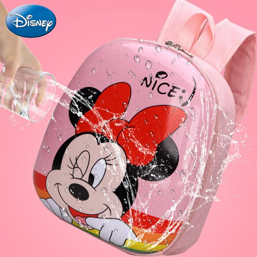 Color: Beige - Disney New Cartoon Backpack Mickey Mouse Frozen Kids Cute Hard Shell Waterproof High Capacity School Bag Girl Gift