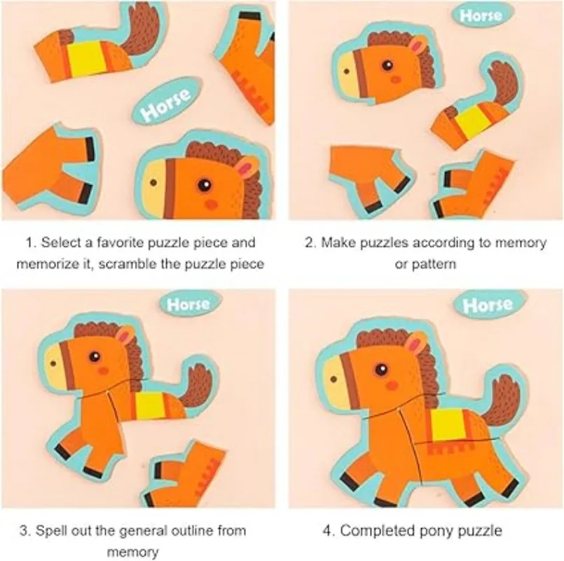 Color: WHITE, Ships From: CHINA - Wooden Puzzle Jigsaw Toys For Children Wood 3d Cartoon Animal Puzzles Intelligence Kids Early Educational Toys for Children