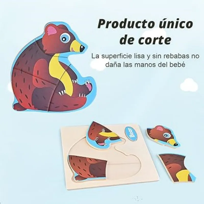 Color: WHITE, Ships From: CHINA - Wooden Puzzle Jigsaw Toys For Children Wood 3d Cartoon Animal Puzzles Intelligence Kids Early Educational Toys for Children