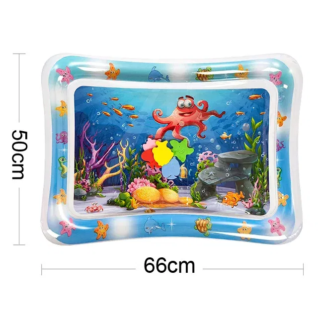 Color: Red - Baby Water Play Mat Inflatable Cushion PVC Infant Tummy Time Toddler Water Pad For Kids Early Education Developing Activity Toys