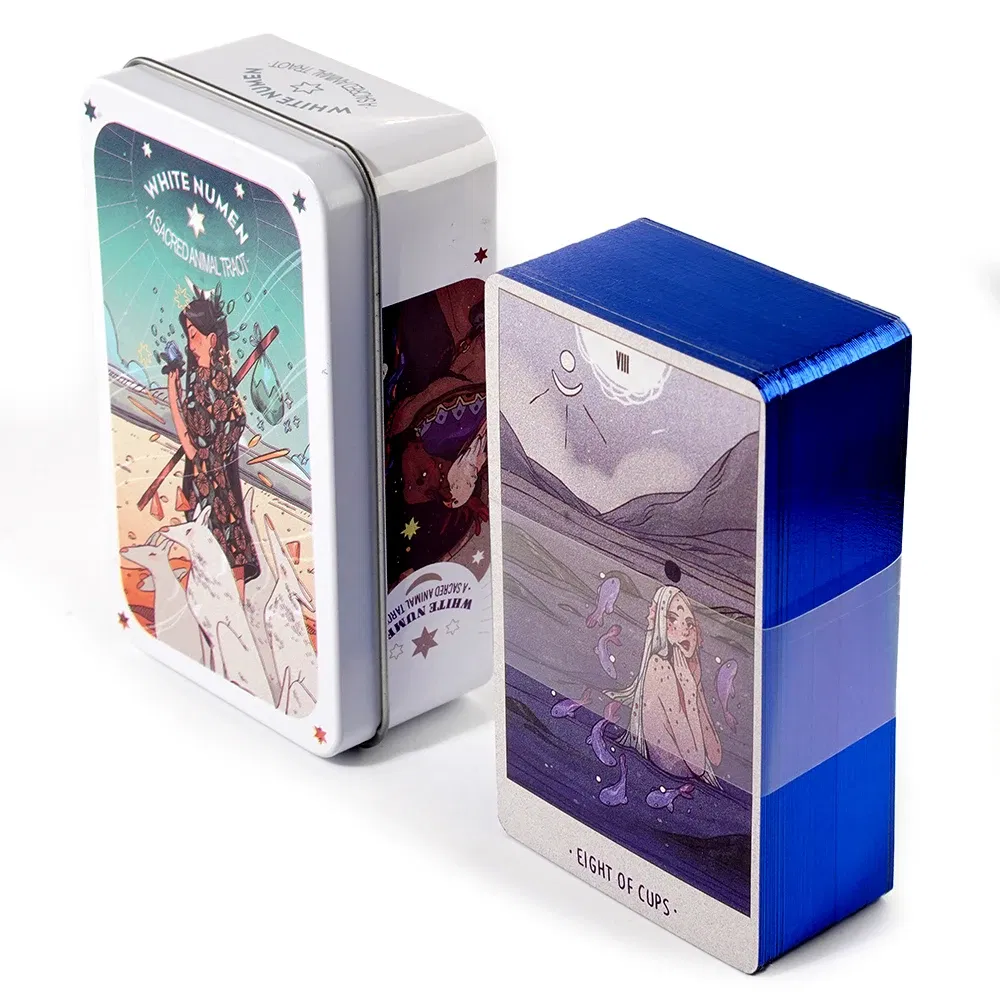 Color: Silver - Adventures time Tarot 78pcs Cards in a Tin Metal Box Gold plated Edge Tarot Cards For Divination Tarot Deck Beautiful Package