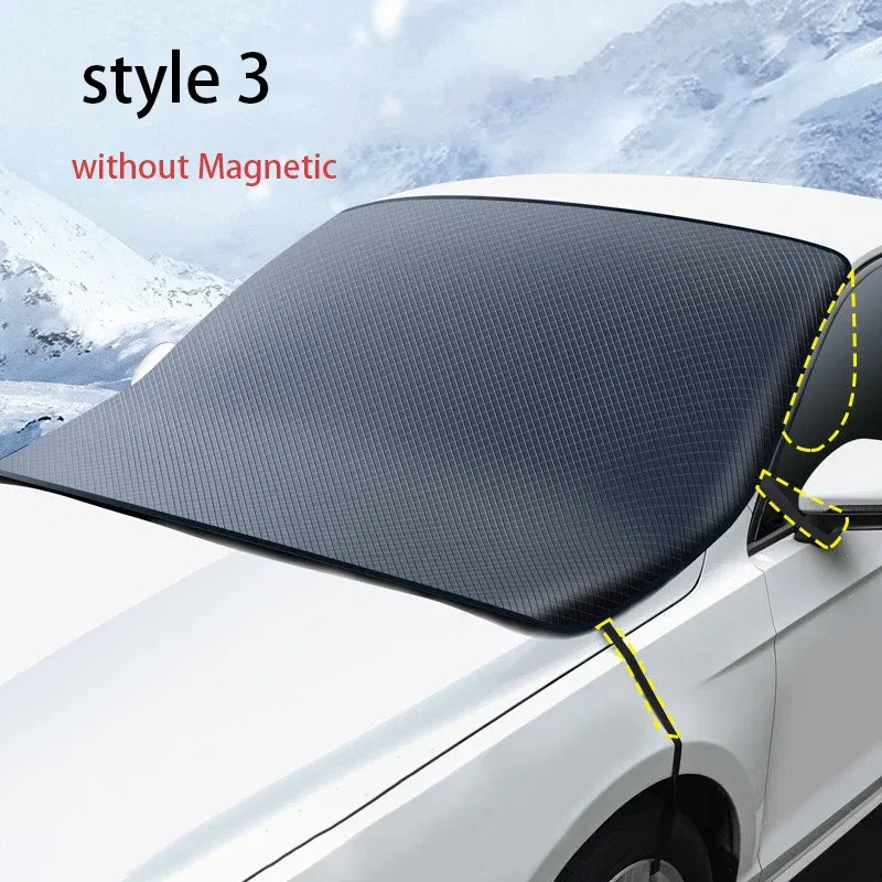 Color Name: grey - Magnetic Car Snow Cover Car Front Windscreen Cover Exterior Sunshade Snow Protection Snow Shield Half-Cover Windshield Cover