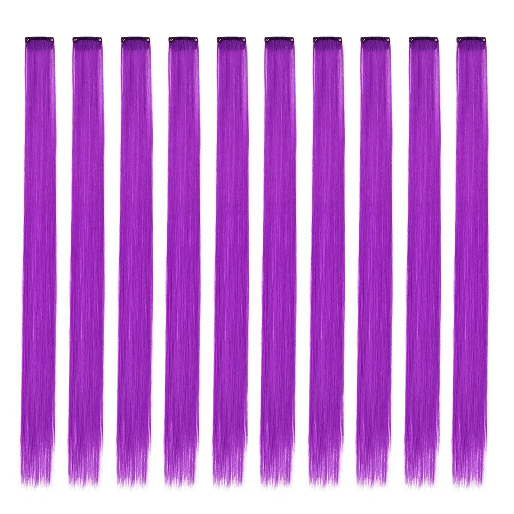 Color: T1B/33, Stretched Length: 22inches, Ships From: CHINA - Synthetic 10 Pcs Straight Hair Extensions Clip in Hairpieces 22 Inch Hightlight Colorful Hair for Women Party Cosplay Gifts