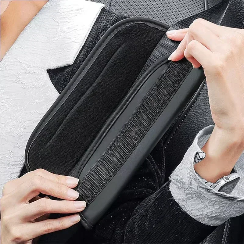 Color Name: Beige - 2Pcs For DS SPIRIT DS3 DS4 DS5 DS6 DS7 Nappa Car Leather Seat Belt Covers Styling Interior Car Accessories