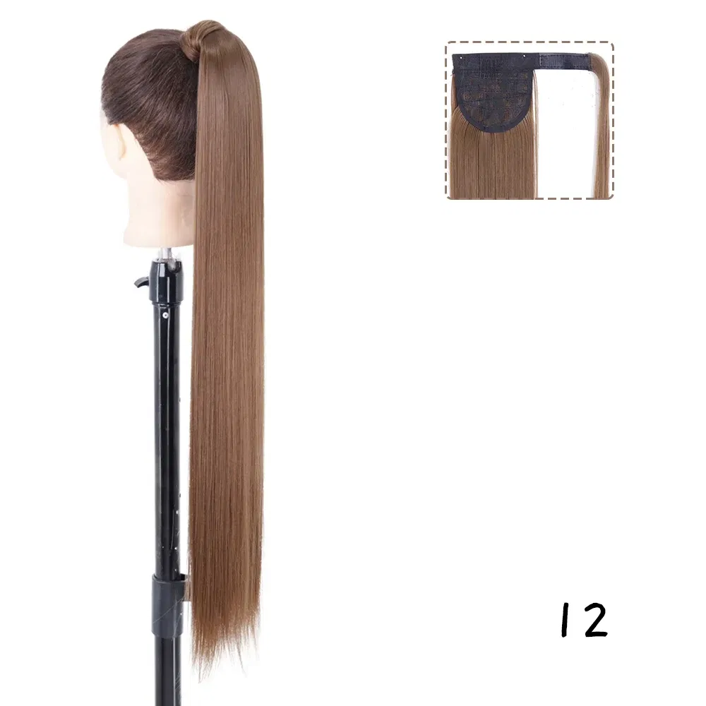 Color: T1B/4/30, Stretched Length: 34inches - AZQUEEN Straight Synthetic Hairpiece With Ponytail 85cm Super Long Wrap Around Clip In Hair Extensions Pony Tail For Daily Wear