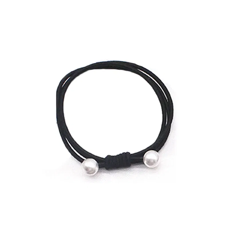 Color: Beige - 2022 Fashion Woman Big Pearl Hair Ties Korean Style Hairband Scrunchies Girls Ponytail Holders Rubber Band Hair Accessories