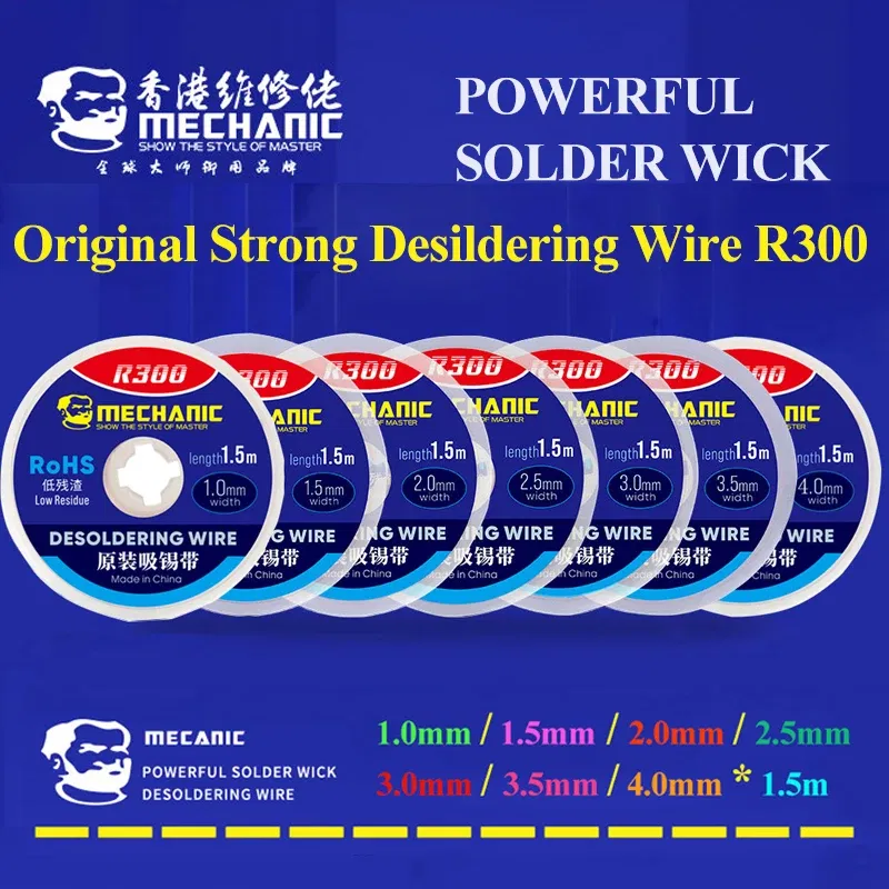 Diameter: 0.3mm - 5pcs/lot MECHANIC Desoldering Wire Solder Wick Tin Remover 1.5m Length Desoldering Braid PCB Welding Rework Tool