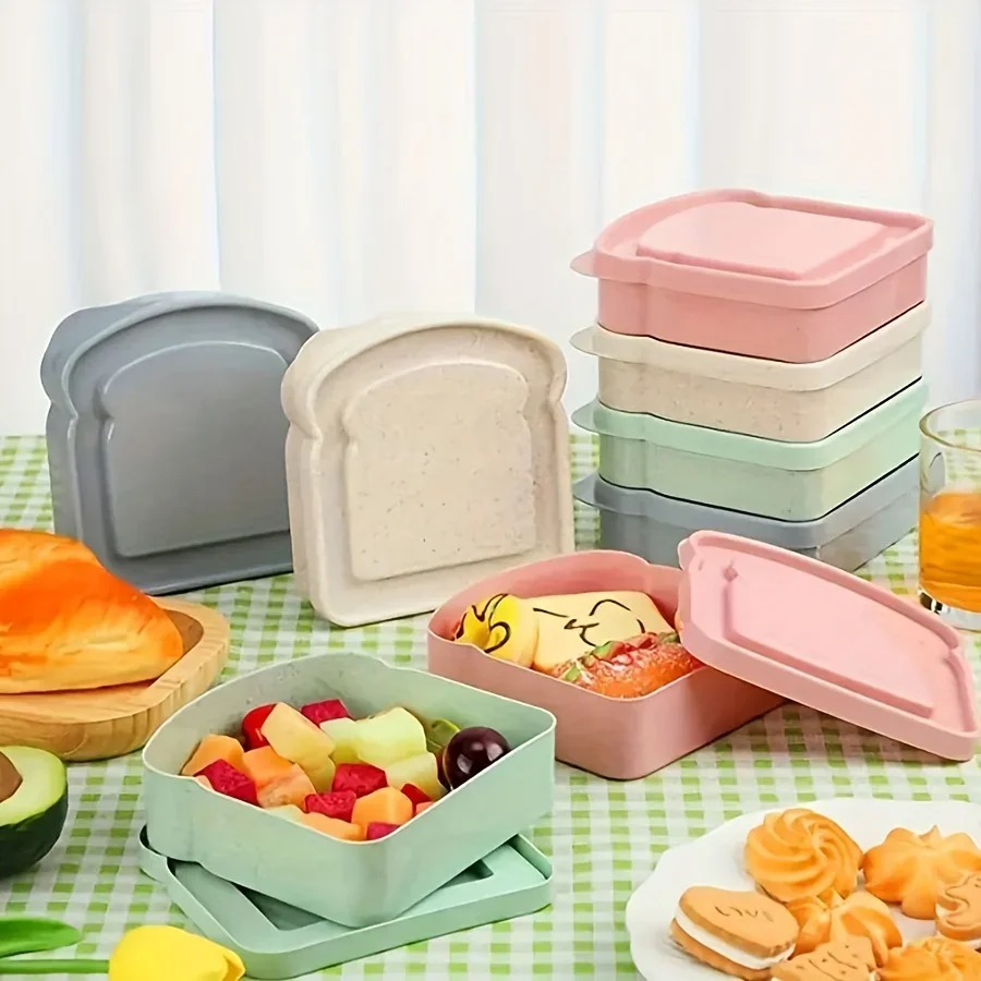 Color: Red - new pokemon Sandwich Containers Lunch Toast Storage Box With Lid Portable Food Storage Reusable Microwave Lunch Sandwich Box