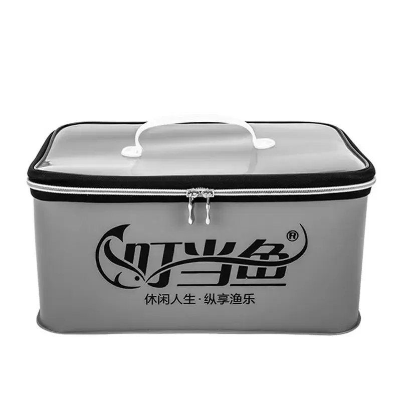 Color: Red - Multifunction EVA Fishing Bag Box Folding Live Fish Bucket 4L 6L 10L 14L Water Container Bags Fishing Tackle Tools Storage Case