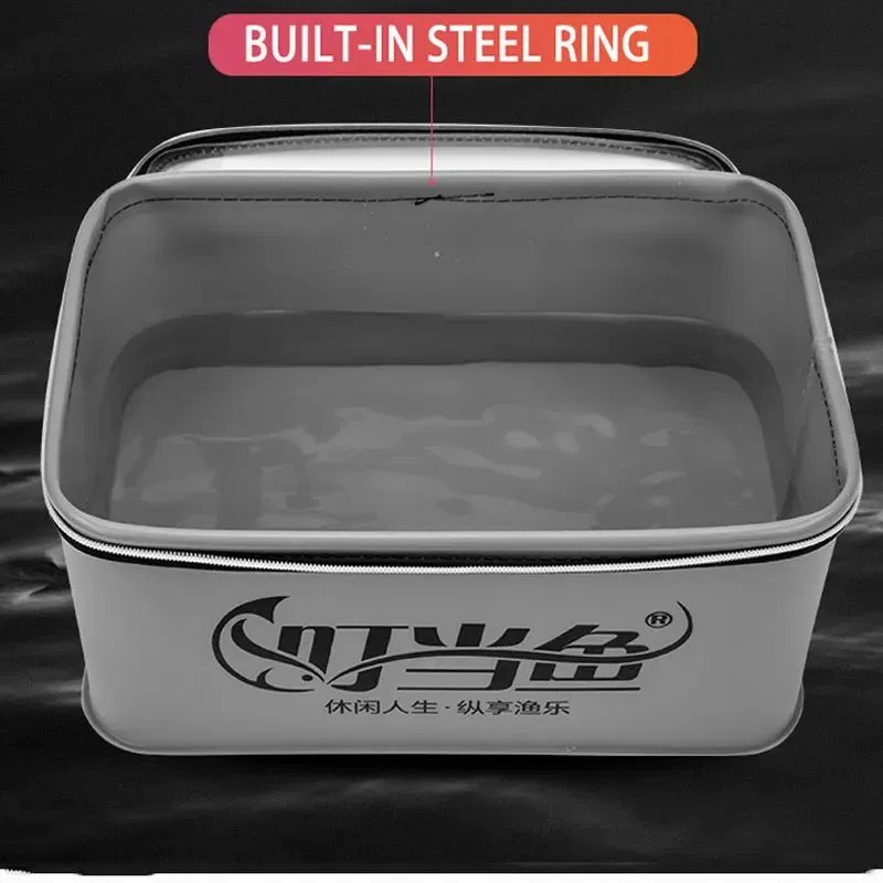 Color: Red - Multifunction EVA Fishing Bag Box Folding Live Fish Bucket 4L 6L 10L 14L Water Container Bags Fishing Tackle Tools Storage Case