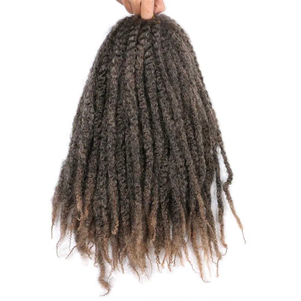 Color: T1B/27, Stretched Length: 18inches, Bulk Buy: 3Pcs/Lot - 18 Inch Synthetic Marley Twist Braiding Hair Afro Kinky Curly Crochet Hair for Faux Locs Long Springy Twist Hair Extensions