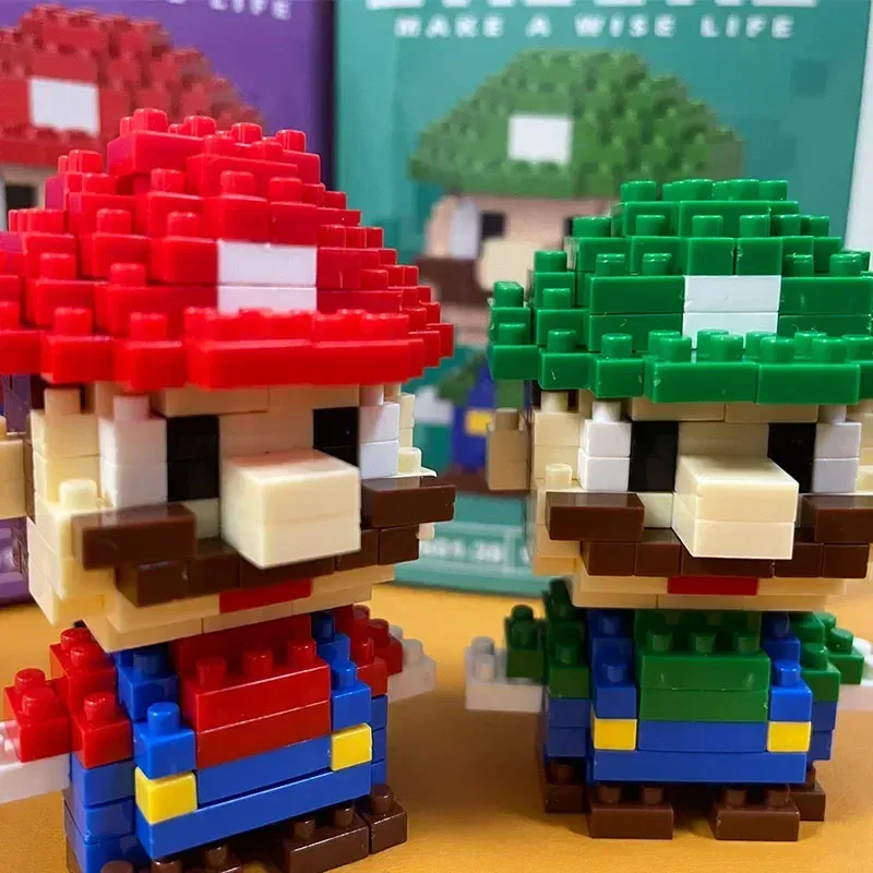 Color: Orange - Super Mario Bros Building Blocks Luigi Cartoon CharacterAssembled Model Building Block Dolls Toys Children Gifts Toy Figures