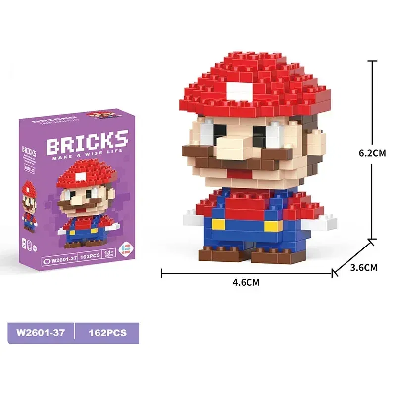Color: Orange - Super Mario Bros Building Blocks Luigi Cartoon CharacterAssembled Model Building Block Dolls Toys Children Gifts Toy Figures