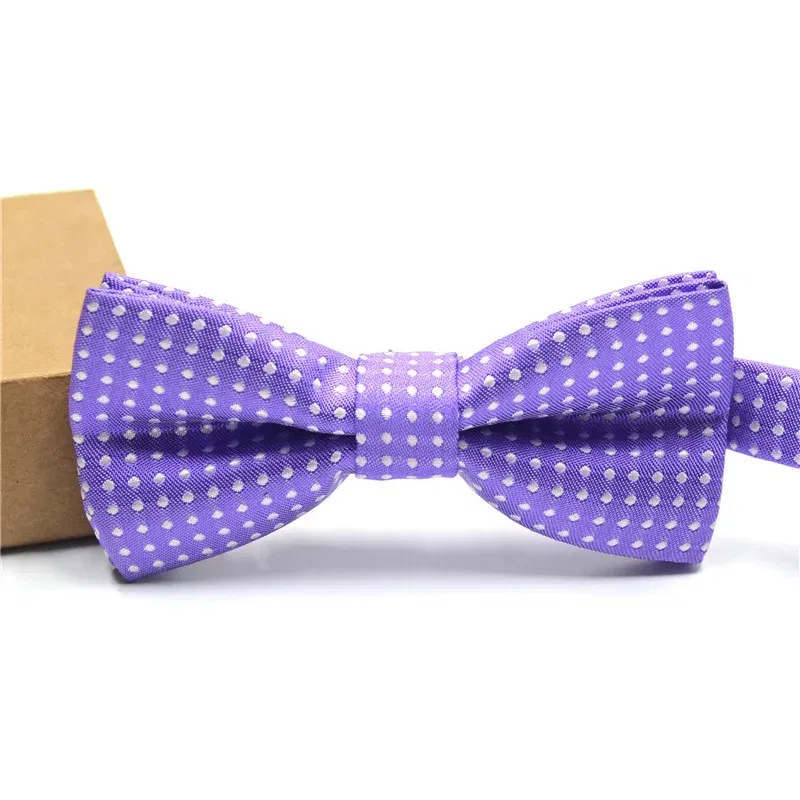 Color: Dark Grey - Korean Formal Dress Dots Bow Ties For Kids Business Bowknot Bridegroom Best Man Bowties Polka Dot Butterfly Cute Neckties Gift