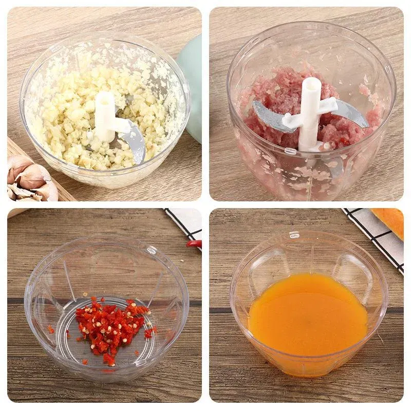 Color: Orange - 500/900ML Manual Meat Mincer Garlic Chopper Rotate Garlic Press Crusher Vegetable Onion Cutter Kitchen Cooking Accessories