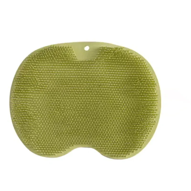 Color: green - Non-slip Shower Mat Silicone Massage Wash Foot Pad Bath Massage Brush Pad Bathroom Rub Back Brush with Sucker Cleaning Tools