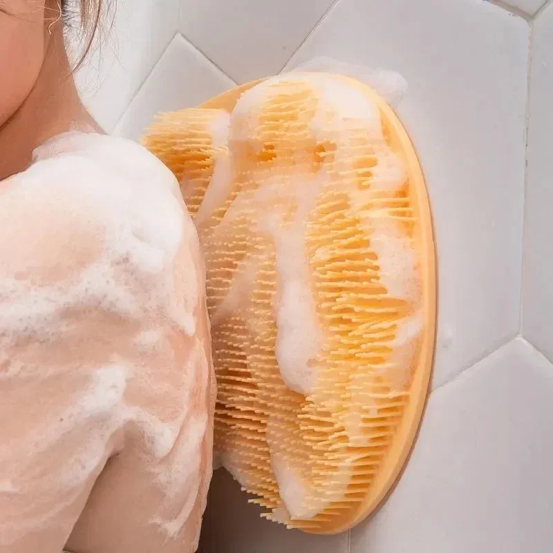 Color: green - Non-slip Shower Mat Silicone Massage Wash Foot Pad Bath Massage Brush Pad Bathroom Rub Back Brush with Sucker Cleaning Tools