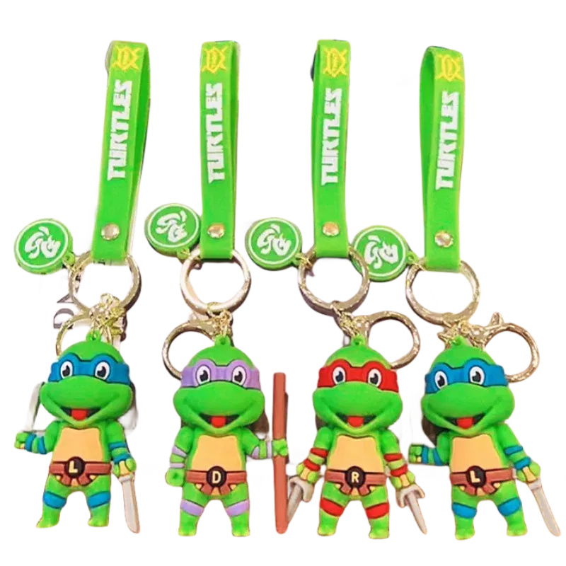 Color: Yellow, Size: 12cm - Ninja Turtles Keychain Schoolbag Cartoon Pendant Anime Key Chain Keyrings Car Key Ring Accessories Kids Adults Birthday Gifts