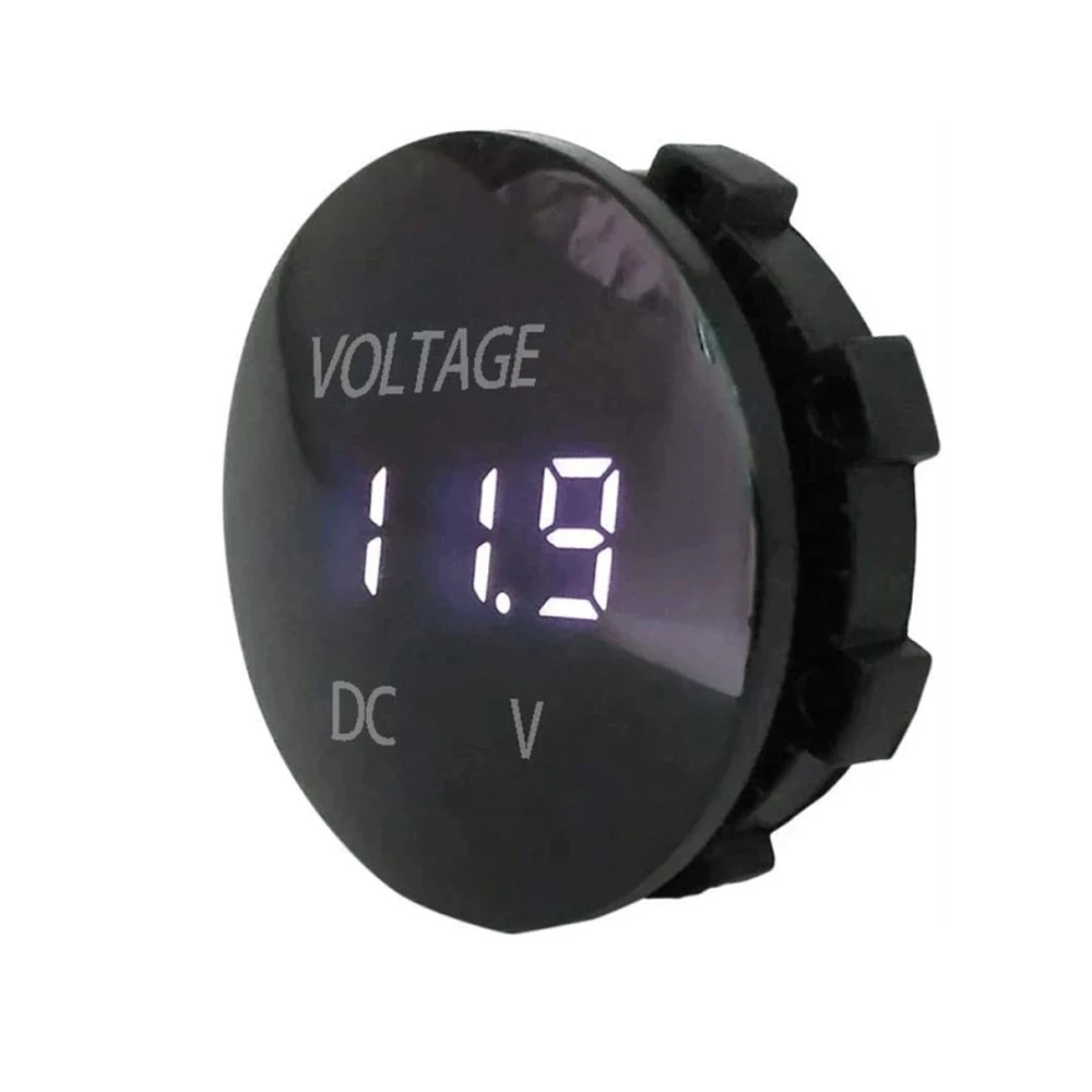 Color: Red - DC 5V-48V LED Mini Round Waterproof Motorboat Motorcycle Panel Digital Voltmeter Tester Monitor Display Voltmeter