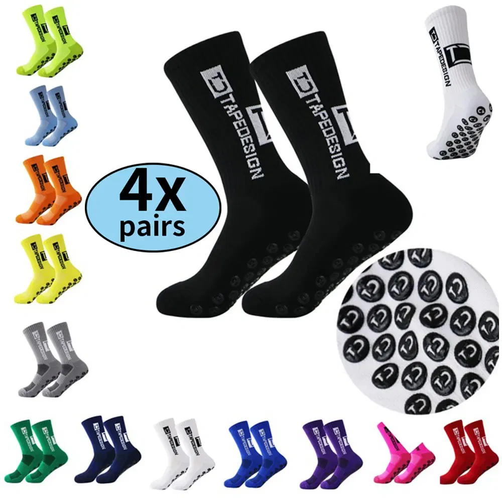 Color: green - 4 pairs of new non slip football socks, basketball socks, yoga socks, sports socks, outdoor sports socks