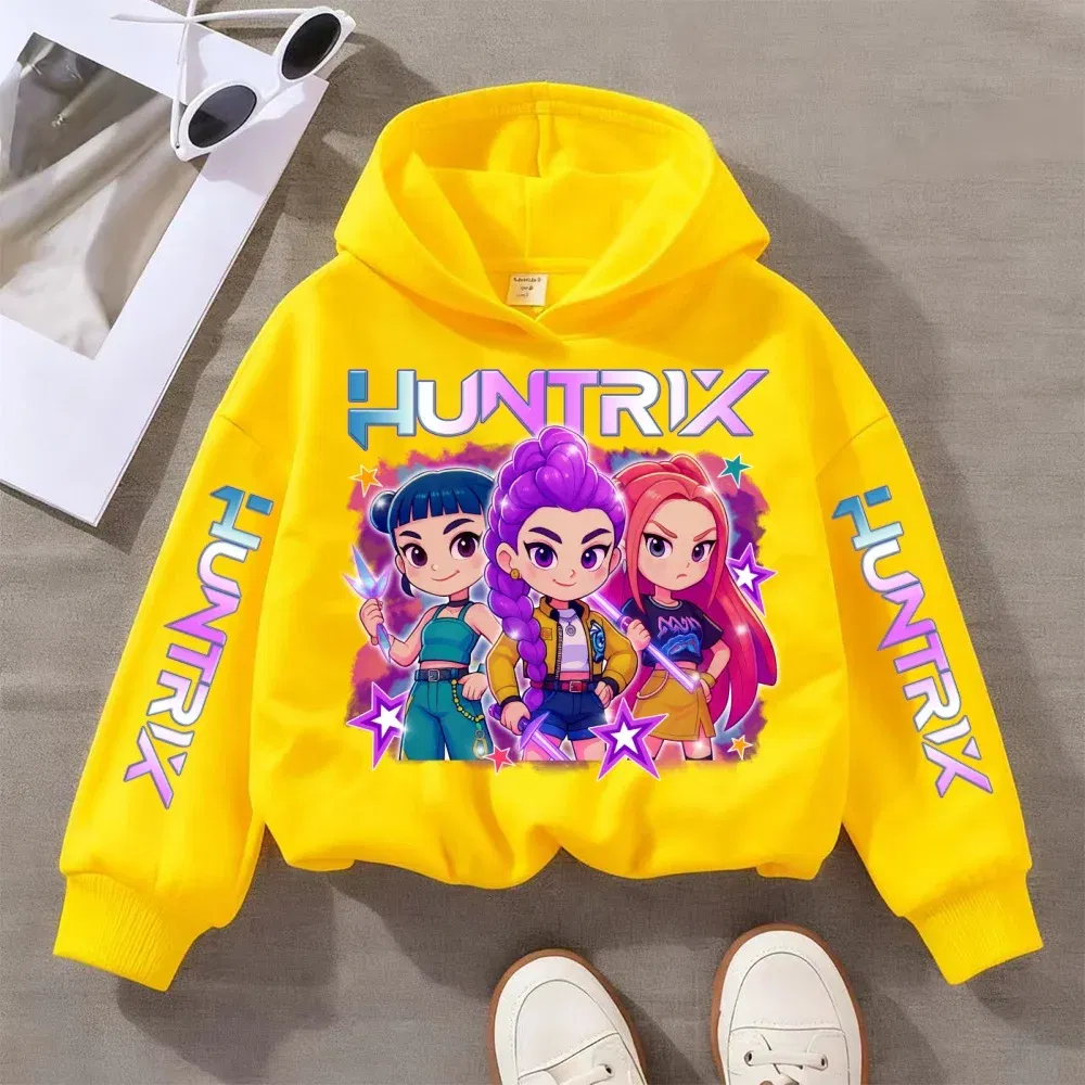 Color: Yellow, Kid Size: 122 - Witch Hunter Group Zoey Cosplay Costume Girls Womens Halloween Party Costumes Demon Hunter Idol Girl Group Purple Casual Hoodie