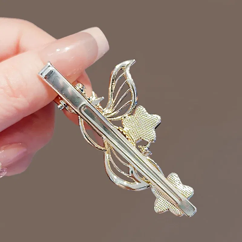 Color: Navy Blue - Dreamy Blue Fishtail Starfish Glaze Duckbill Clip Women Forehead Bangs Barrettes Alloy Side Clip Super Fairy Hair Accessories
