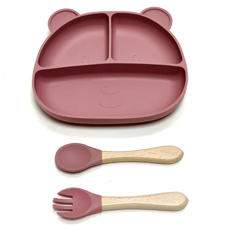 Color: Blue - Gel dinner plate children eating tableware adsorption on the desktop fruit plate silicone supplement plate