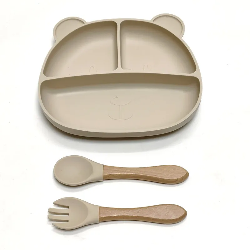 Color: Blue - Gel dinner plate children eating tableware adsorption on the desktop fruit plate silicone supplement plate