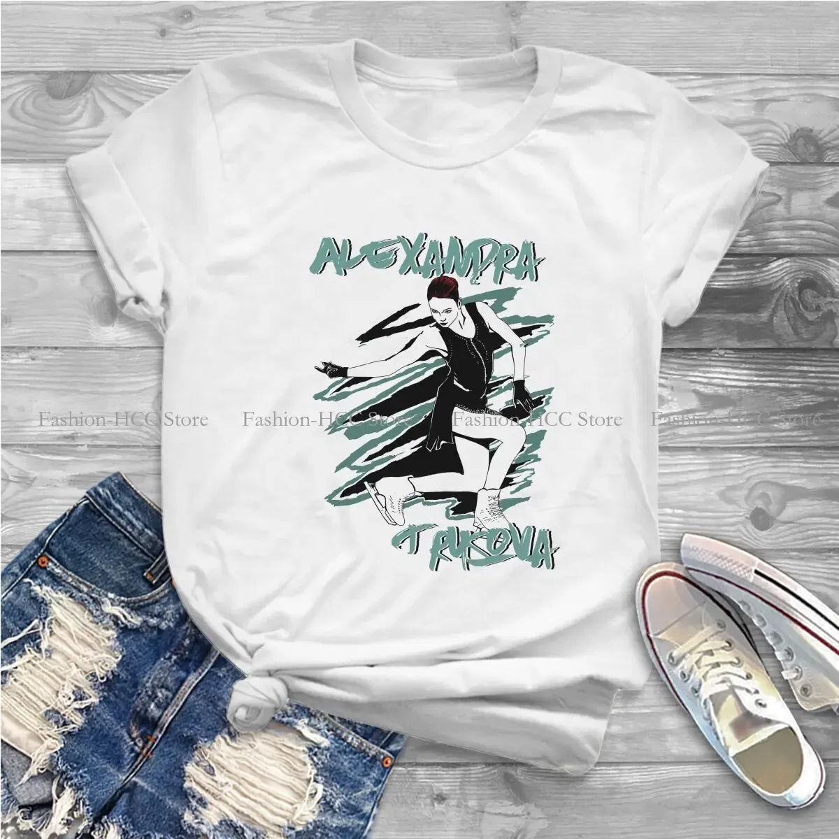 Color: black, Size: XXL - Alexandra Unique TShirt Figure Skating Top Quality Hip Hop Graphic T Shirt Stuff