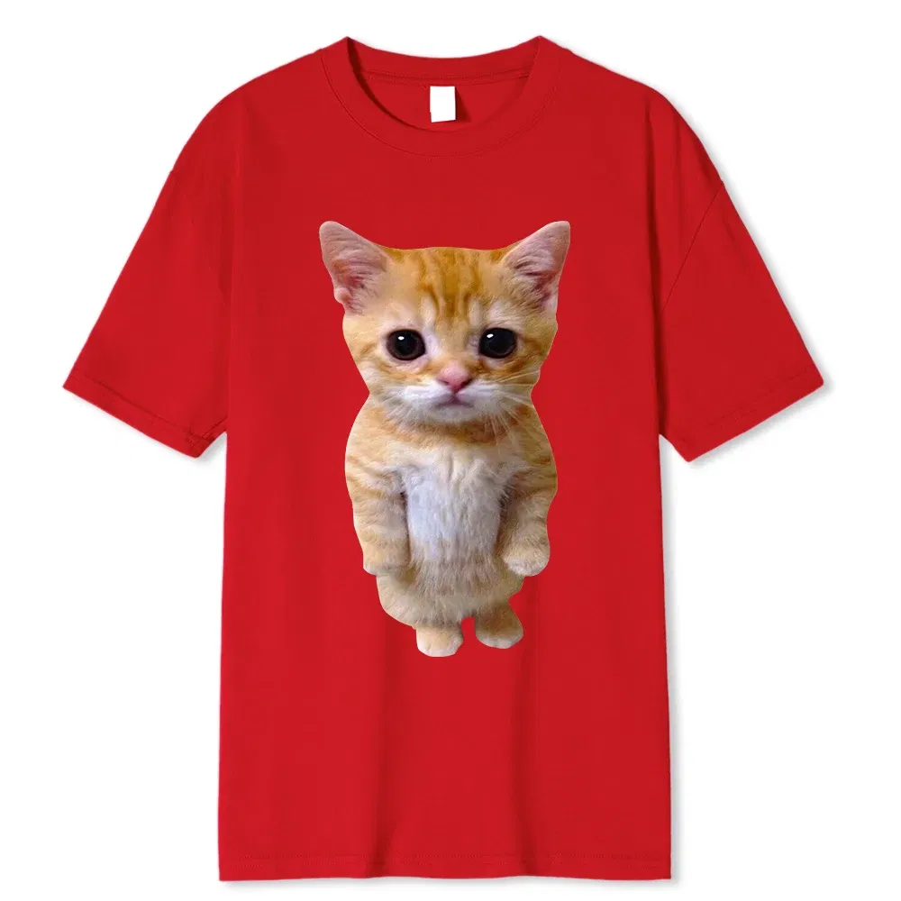 Color: Brown, Size: XXXL - El Gato Meme Sad Crying Cat Munchkin Kitty Meme Trendy Graphic T-shirt Unisex Fashion Short Sleeve T-shirts Oversized Streetwear