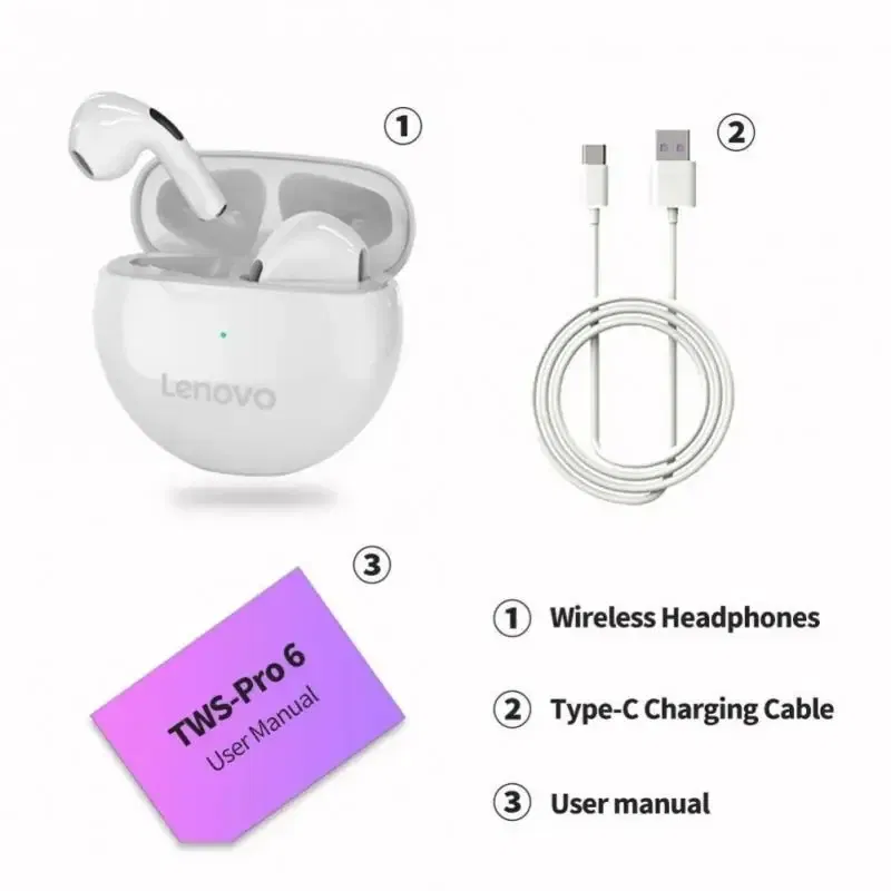 Color: Blue, Ships From: CHINA - Lenovo Original Air Pro 6 TWS Wireless Bluetooth Headset Mini Pods Earbuds Earpods Earphone For Xiaomi Android IPhone Headphones