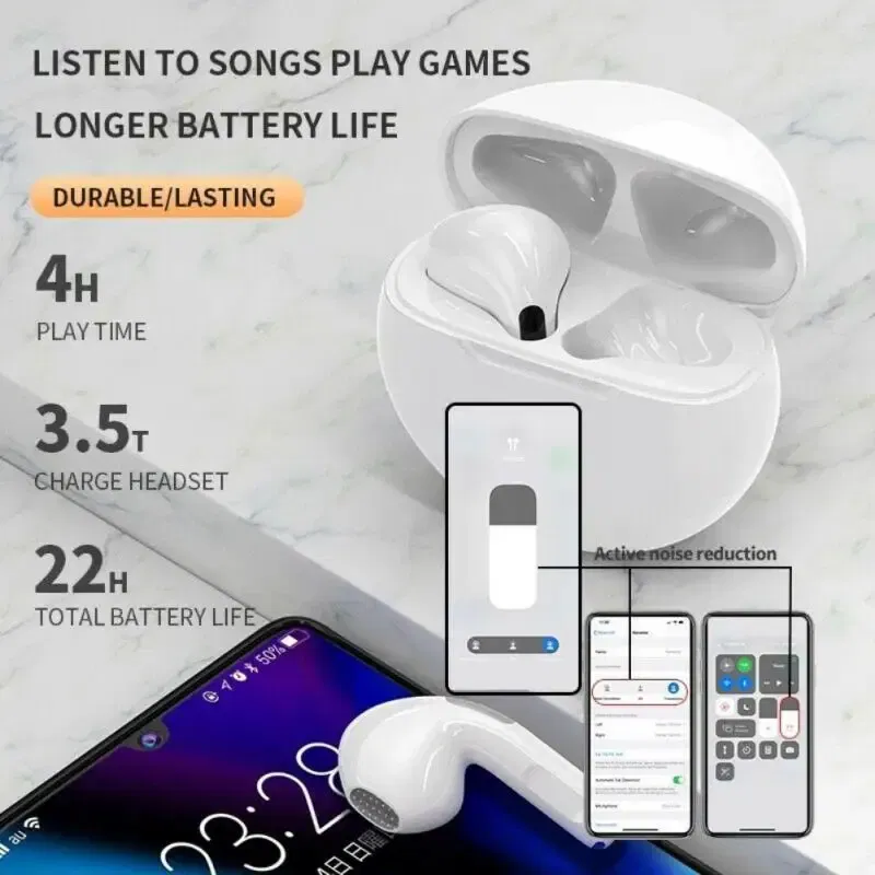 Color: Blue, Ships From: CHINA - Lenovo Original Air Pro 6 TWS Wireless Bluetooth Headset Mini Pods Earbuds Earpods Earphone For Xiaomi Android IPhone Headphones