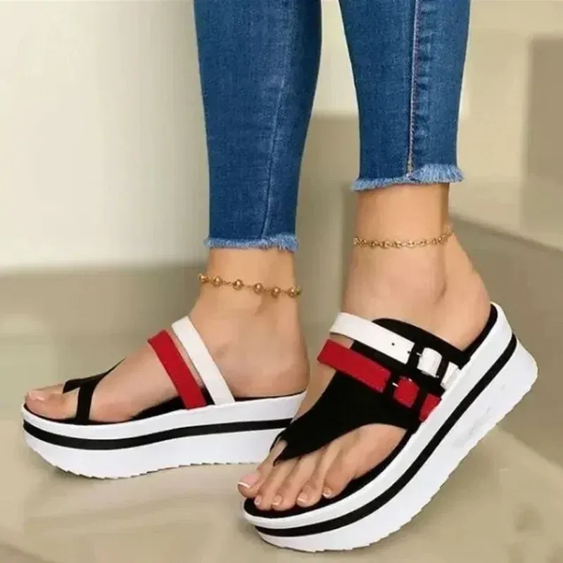 Color: Beige, Shoe Size: 37 - 2024 summer new pointed sponge cake and pointed sandals women's round toe women slippers sandal luxury sandals
