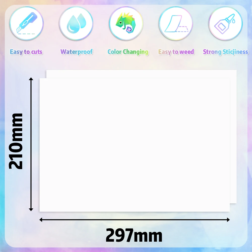 Color: WHITE - 10 Sheets Cold Laminating Film Paper A4 Sheet Self Adhesive Sticker Protect Photo Waterproof Transparent Star Lamination Film