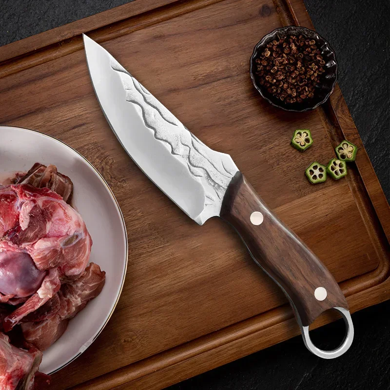 Color: Red - Stainless Steel Boning Knives Handmade Forged Knife Fruit Slicing Knife Meat Cleaver Kitchen Knife Fish Knife Cooking Knife
