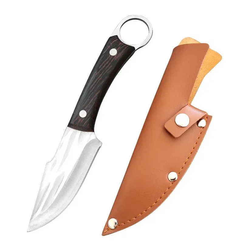 Color: Red - Stainless Steel Boning Knives Handmade Forged Knife Fruit Slicing Knife Meat Cleaver Kitchen Knife Fish Knife Cooking Knife