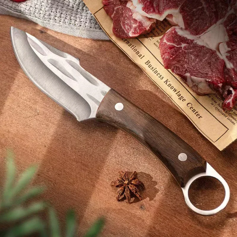 Color: Red - Stainless Steel Boning Knives Handmade Forged Knife Fruit Slicing Knife Meat Cleaver Kitchen Knife Fish Knife Cooking Knife