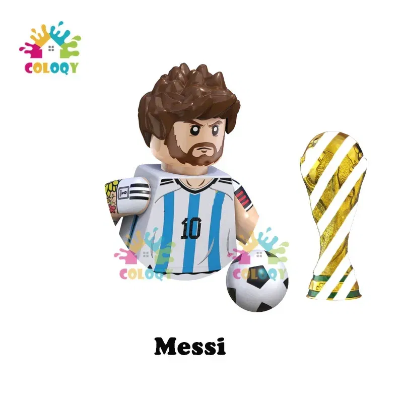 Color: Dark Bluish Gray, Ships From: CHINA - Kids Toys World Famous Football Stars Building Blocks Sport Player Mini Action Figures Golden Cup Toys For Boys Christmas Gifts