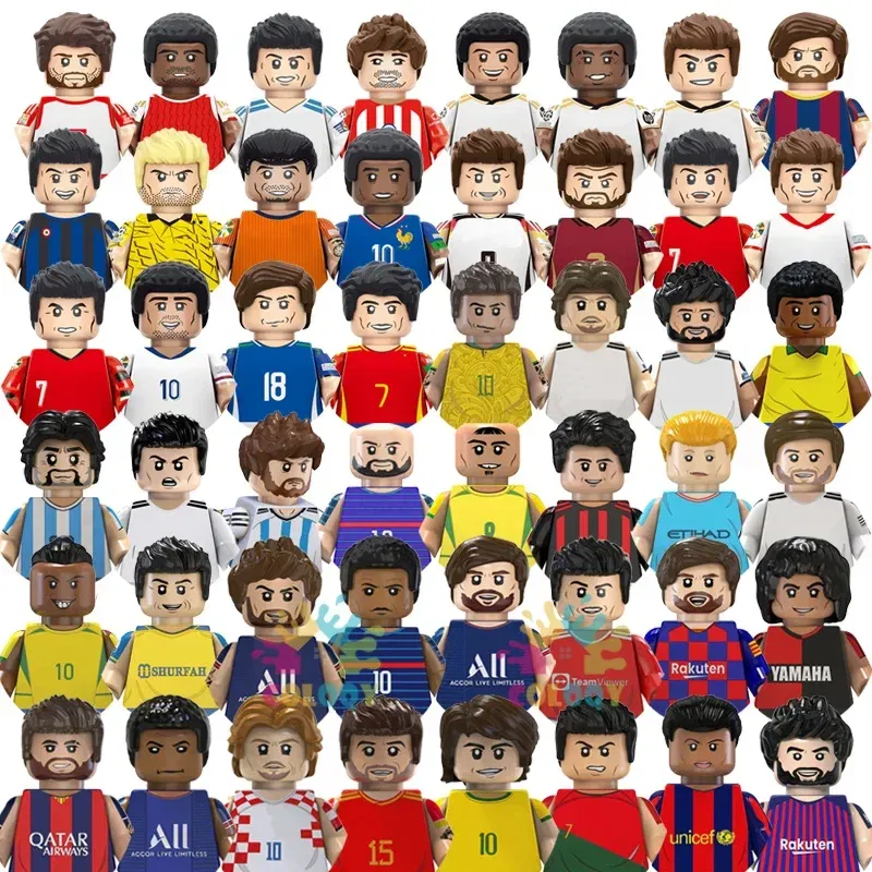 Color: Dark Bluish Gray, Ships From: CHINA - Kids Toys World Famous Football Stars Building Blocks Sport Player Mini Action Figures Golden Cup Toys For Boys Christmas Gifts