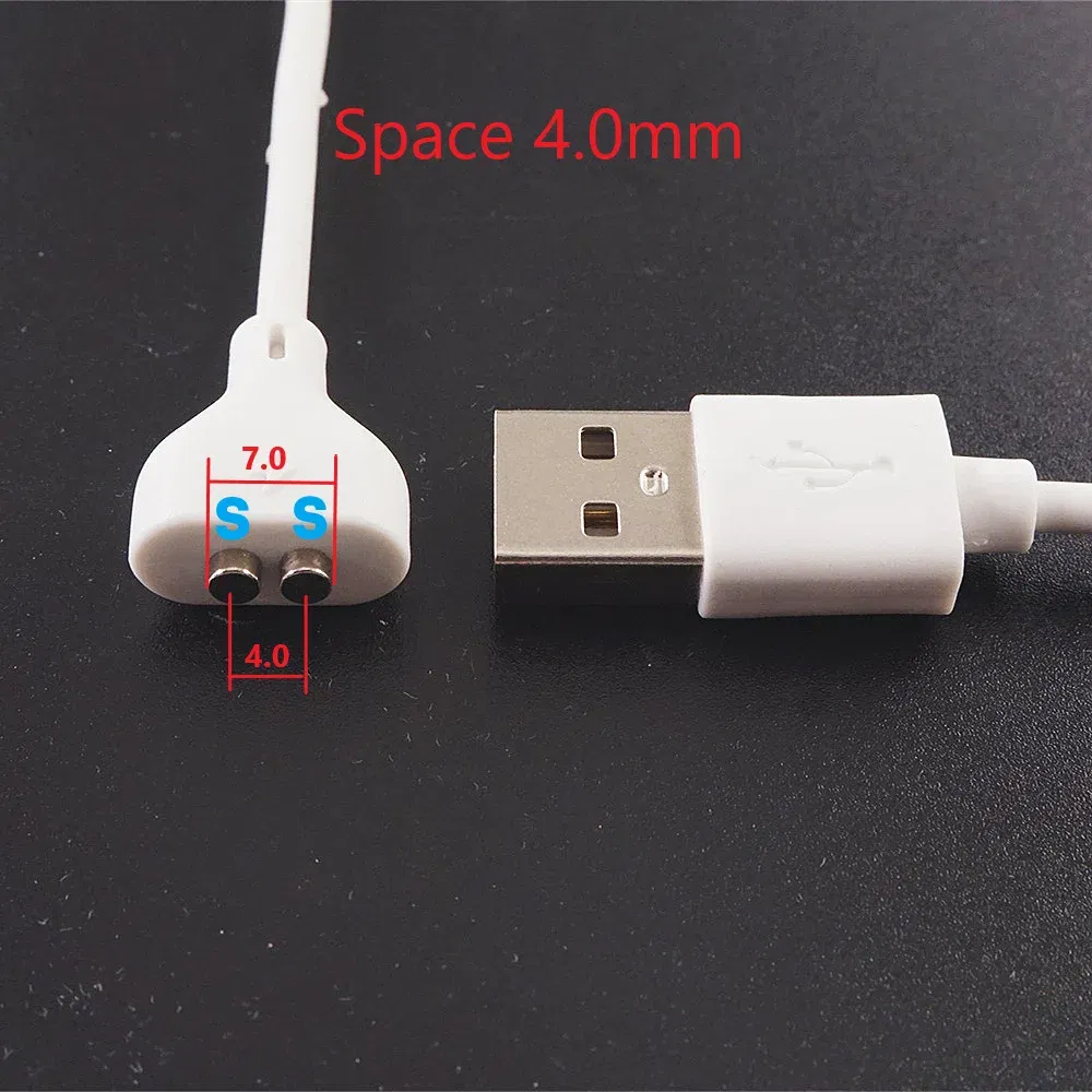 Color: Orange - 1 Pc 2 Pin Magnetic Charging Cable Center Space 5MM 6 7 8 9 10 Magnet Suction USB Power Charger Beauty Instrument Toothbrush
